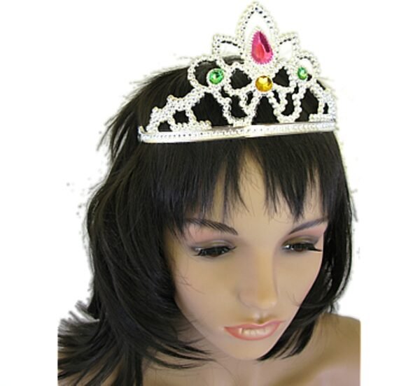 Tiara Diadem silber Steine bunt