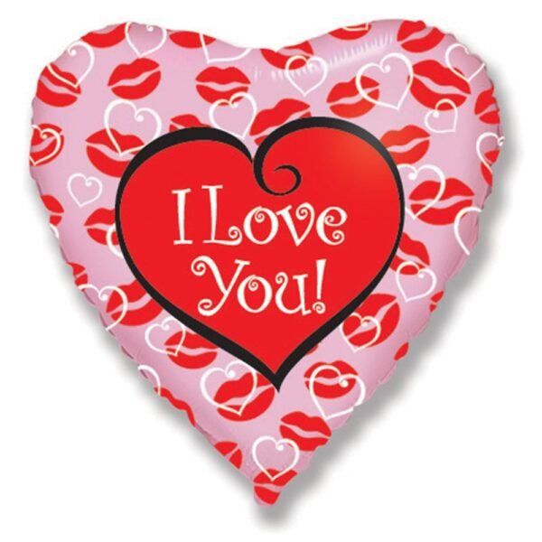 Kiss I Love You Herzform Folienballon 45cm