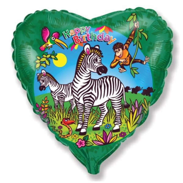 Zebra Herzform Folienballon 45cm