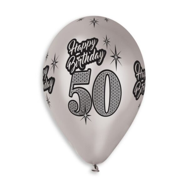 6 Luftballons Happy Birthday 50. Geburtstag metallic – Bild 3