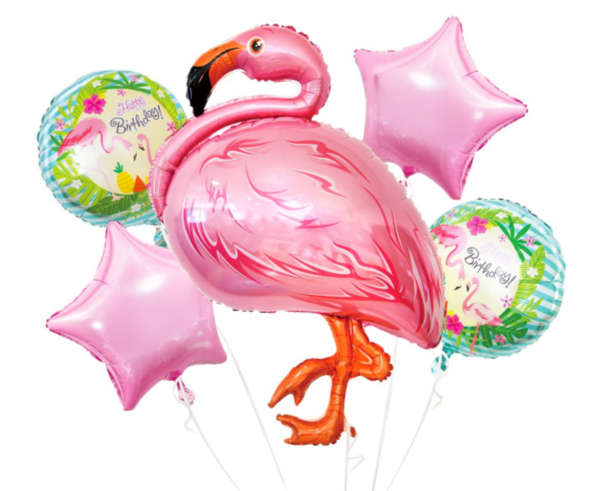 Flamingo Happy Birthday Folienballon Set 5-teilig