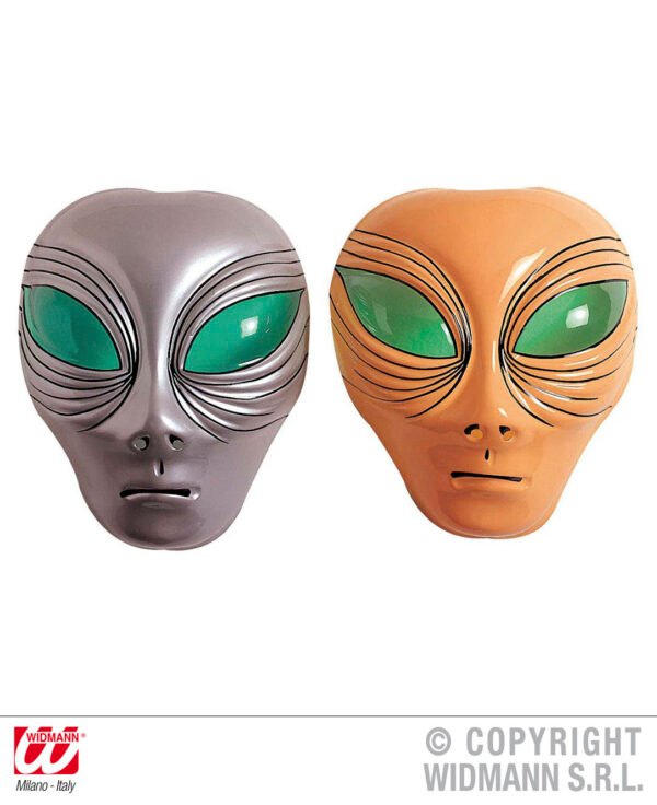 Alien UFO 1x silber und 1x orange Kindermaske