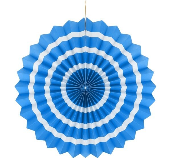 Dekoration Papierrosette blau/weiß